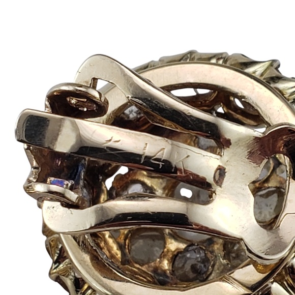 14 Karat Yellow Gold and Rose Cut Diamond Clip-On Earrings #20108 - Picture 5 of 8